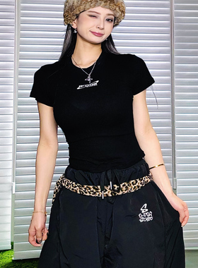 O-DOG 针织露腰短袖 简约街头百搭休闲舞者嘻哈透气街舞odog