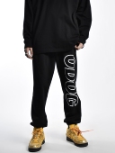 黑蓝两色宽松运动裤 基础款 镂空不加绒爆款 DOG 线描LOGO长裤