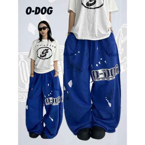 O-DOG 散边泼墨休闲运动裤  街头印花百搭潮休闲街舞男女通款ODOG