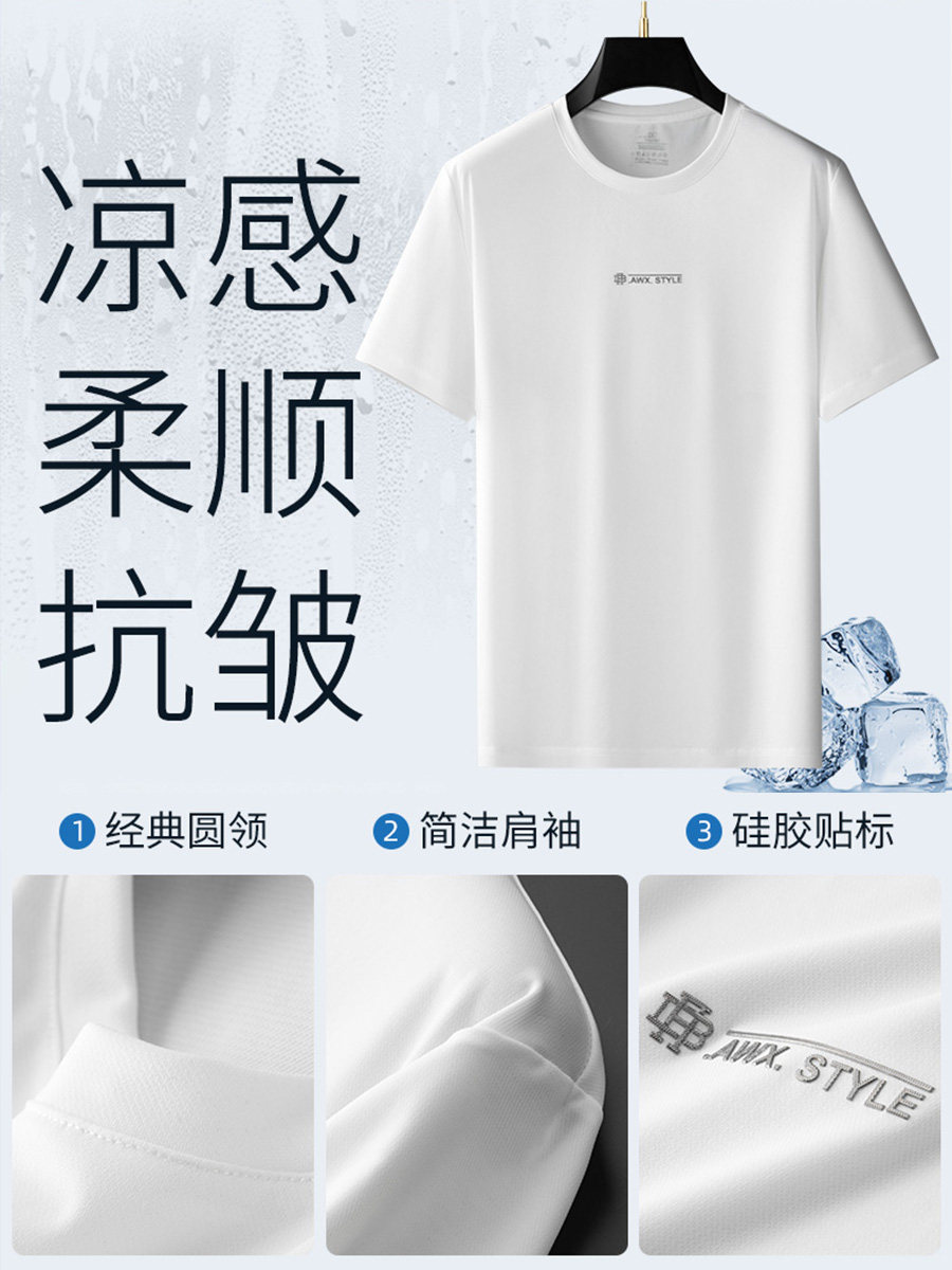 2024 NEW ICE SILK MULBERRY SILK SHORT SLEEVE MENS SUMMER LAPEL LOOSE POLO SHIRT MENS BUSINESS CASUAL T-SHIRT