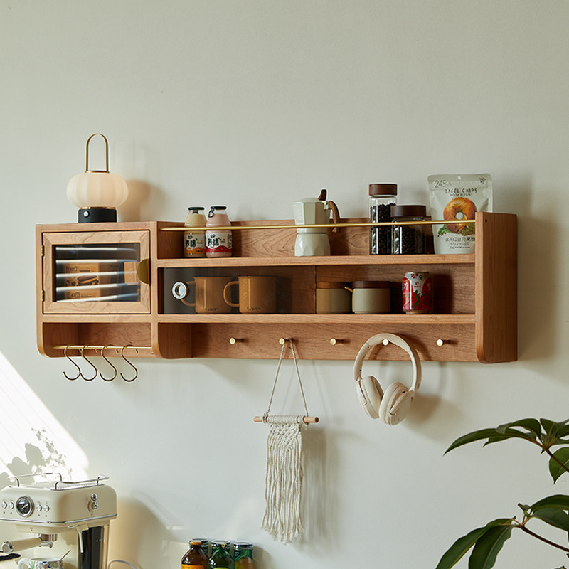 北欧实木墙上置物架樱桃木厨房吊柜壁柜挂墙式储物柜客厅餐厅收纳,住宅家具,吊柜/壁柜,淘宝优惠券,粉丝福利购,淘宝优惠卷