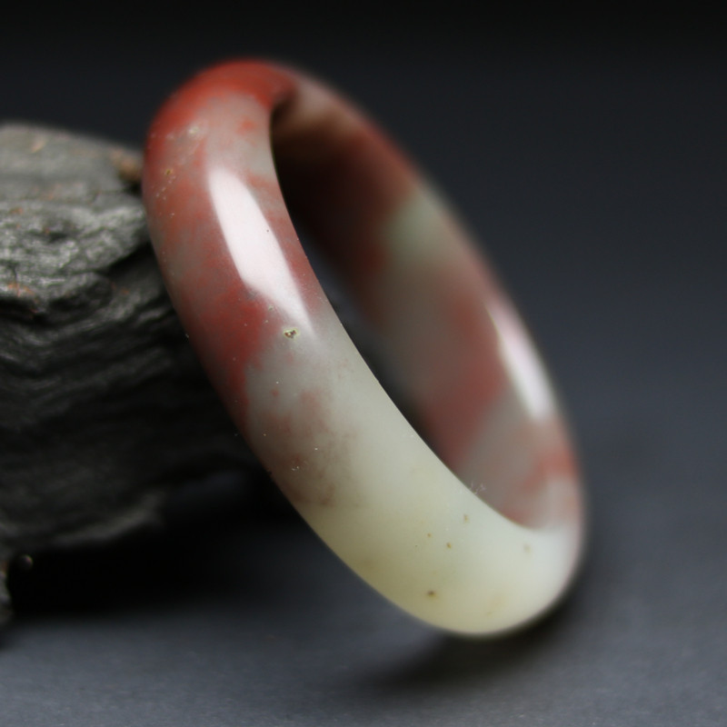 天然桂林鸡血玉手镯女贵妃料冰种飘花玉镯子54圈口玉石手饰带证书