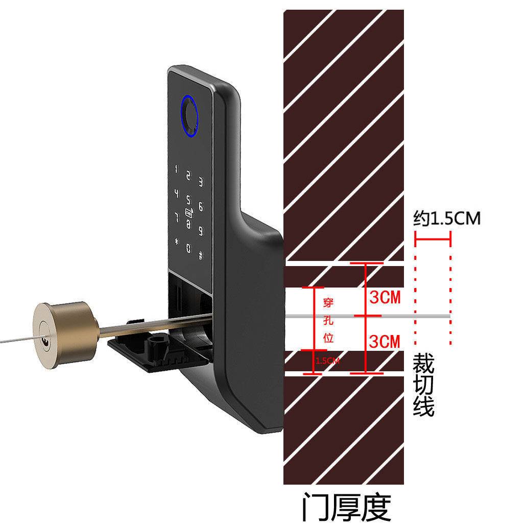 防水免布线门禁防盗门牛头锁指纹远程密码锁通通锁涂鸦选配多功能