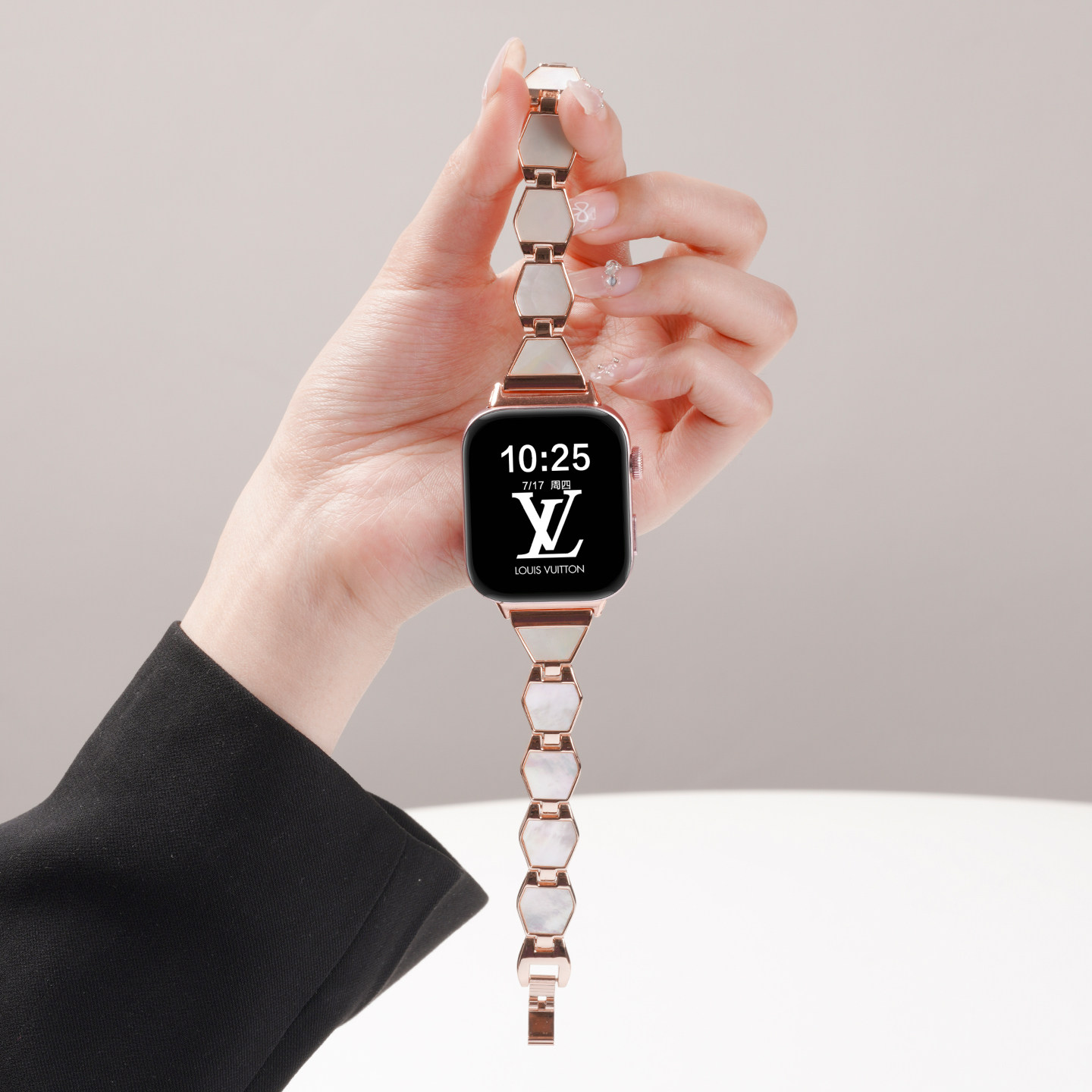 适用华为watchfit5手表带fit5pro金属菱形贝壳腕表带运动fit4智能fit4pro贝母fit3女生夏季表链透气