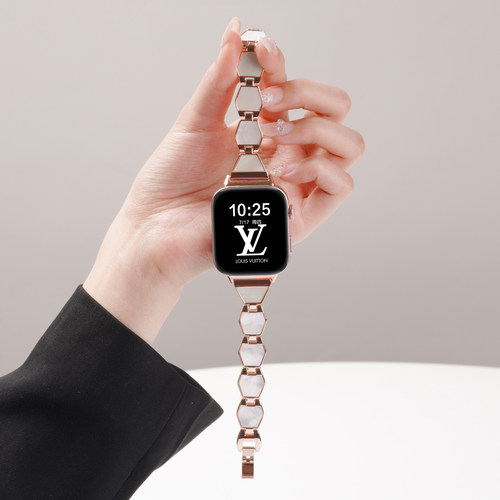 适用华为watchfit5手表带fit5pro金属菱形贝壳腕表带运动fit4智能fit4pro贝母fit3女生夏季表链透气
