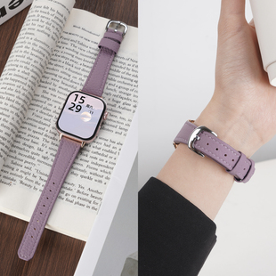 适用华为FIT4手表watchfit4荔枝纹真皮表带FIT3智能手环新款秋冬4pro男女款FIT3代磁吸卡扣真皮质腕带链配件