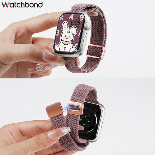 适用苹果iwatchS11表带S10/9手表带applewatch9夏天新款S8尼龙S7编织7磁吸S6高级透气E女iphone小蛮腰细款