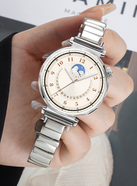 适用华为GT5新款表带watch5pro手表带GT4智能41/42mm女款gt3不规则钢带watchgt5一珠锌合金GT2手链替换gt腕带