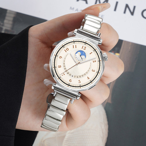 适用华为GT5新款表带watch5pro手表带GT4智能41/42mm女款gt3不规则钢带watchgt5一珠锌合金GT2手链替换gt腕带