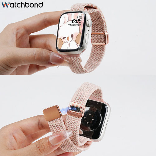 适用iwatch 11表带S10苹果手表带applewatch9夏天新款S8尼龙S7编织7磁吸S6高级透气E女iphone小蛮腰细款创意