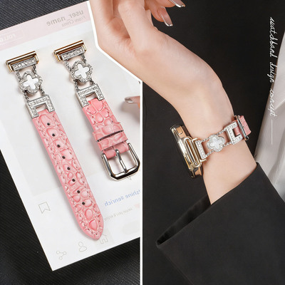 适用小米Watch s4 41手表鳄鱼皮纹表带oppoX2mini智能腕表xiaomis4四叶草贝母佳明lily2女venu4s链265s配件