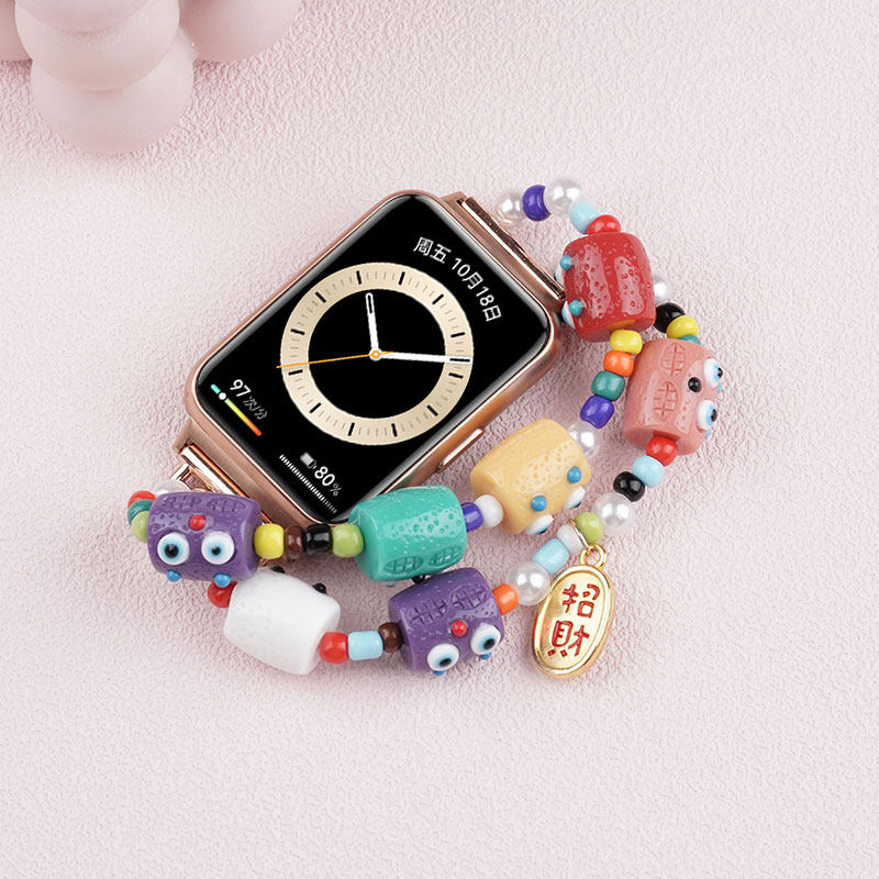 适用华为watch fit3多巴胺小怪兽表带运动智能手表fit 2new手环女生夏天可爱表链手链小红书网红款配件