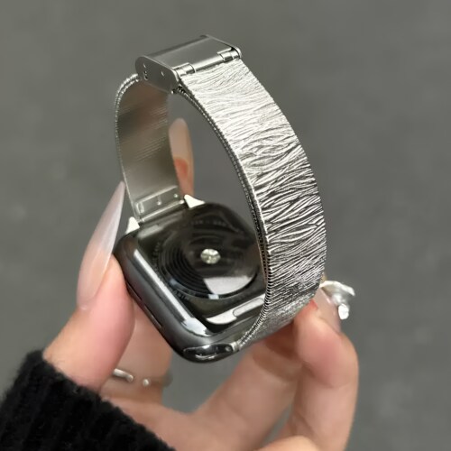 适用苹果手表iwatch s11表带不锈钢肌理applewatch s10智能腕表带s9s8高级感金属感s7新6简约大气54精致轻奢