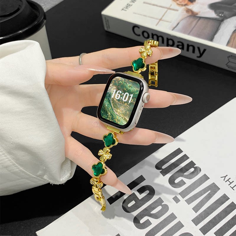 适用vivo watch gt2手表带锌合金属四叶草爱心腕表带vivo watch gt运动iqoo智能GT2代夏季女款高级感表链配件