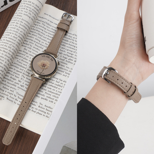 适用华为GT6手表荔枝纹真皮表带watchgt6智能腕表GT5新女款 watch5专用gt5pro通用秋冬gt4替换腕带链配件