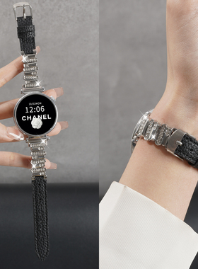 适用华为gt6黑天鹅同款手表带watchgt5智能腕表不规则镶钻黑天鹅款gt4女款watch5 42mm秋冬真皮gt5pro替换链