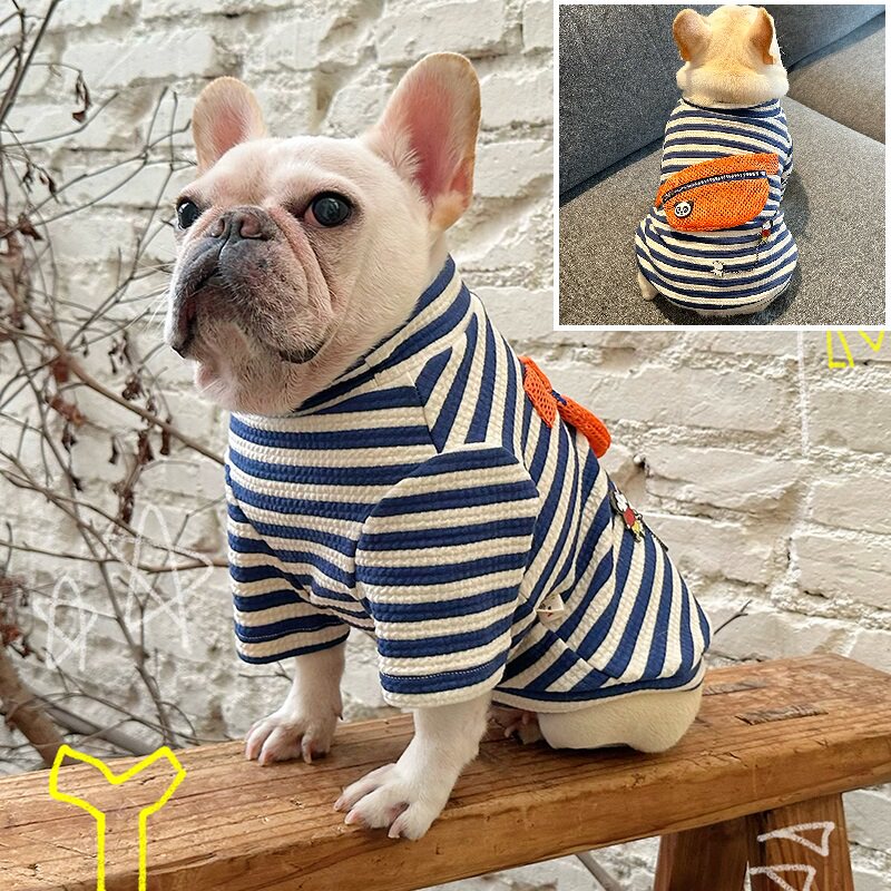 法斗衣服巴哥斗牛犬胖狗潮牌卫衣秋冬装保暖背包狗狗宠物服装短袖