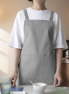 2025新款厨房围裙家用男士帆布上班耐穿舒适专用工作灰色定制logo