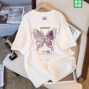 t恤女生夏季 短袖 2025新款 潮牌潮流半袖 上衣服 五分袖 专柜同款