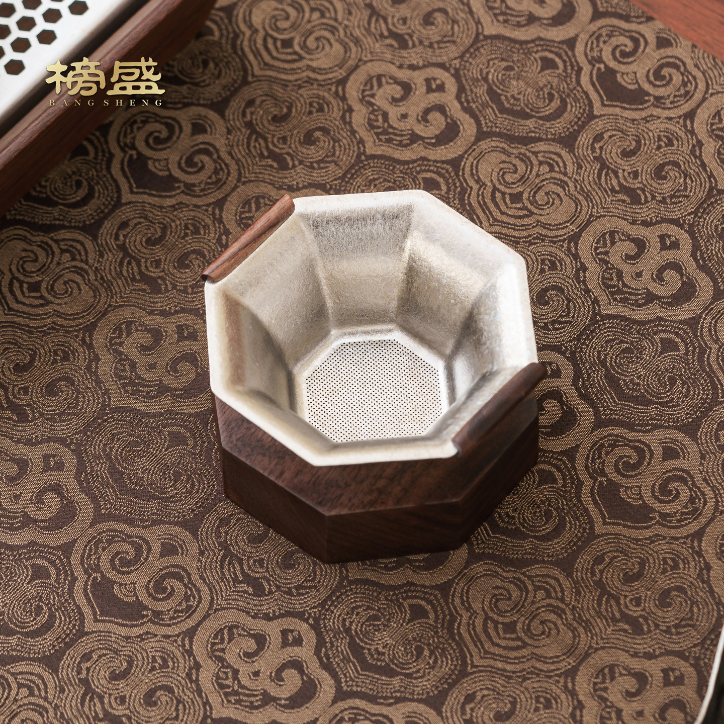 榜盛纯钛茶漏滤茶器八角形泡茶过滤网功夫茶具配件高级感茶漏分茶