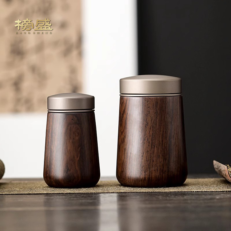 黑檀木茶叶罐密封罐高档精品储存收纳茶盒家用实木户外便携茶罐子