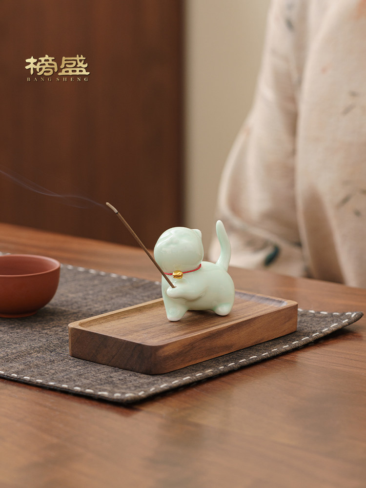 邦盛可爱的小猫香插陶瓷香薰炉装饰柔软可爱的茶宠物家室内香插檀,餐饮具,茶道/香炉,淘宝优惠券,粉丝福利购,淘宝优惠卷