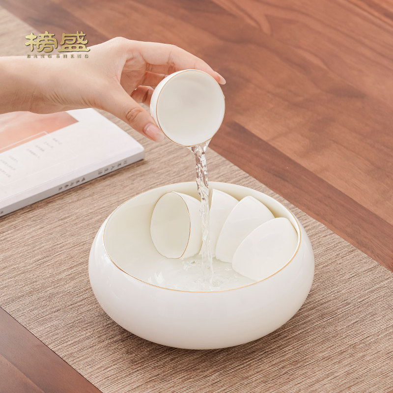 榜盛羊脂玉茶洗建水笔洗水孟洗茶杯碗白瓷家用大号茶具配件茶渣缸,餐饮具,茶道/零配,淘宝优惠券,粉丝福利购,淘宝优惠卷