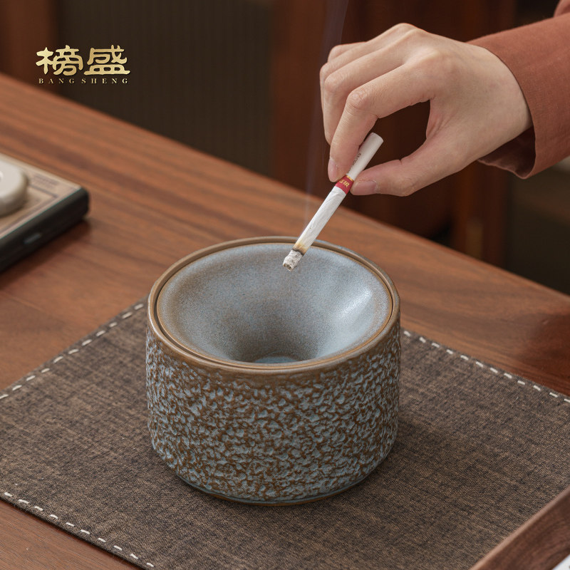 榜盛复古创意带盖烟灰缸陶瓷防飞灰家用客厅茶桌中式办公室烟盅,家居饰品,装饰烟灰缸,淘宝优惠券,粉丝福利购,淘宝优惠卷