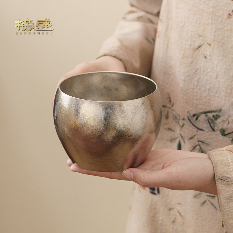 榜盛纯钛建水茶洗笔洗茶渣钢家用水洗水盂禅意功夫茶具茶配件杯洗