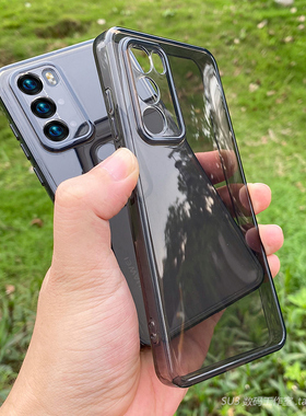 高级墨水黑灰色适用oppoReno11/10透明Reno9pro+透黑7/6手机壳5软壳4se简约FindX6全包X5防摔X3硅胶K10男女