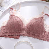 小胸聚拢无钢圈哺乳文胸孕妇内衣怀孕早晚期专用法式 蕾丝美背喂奶