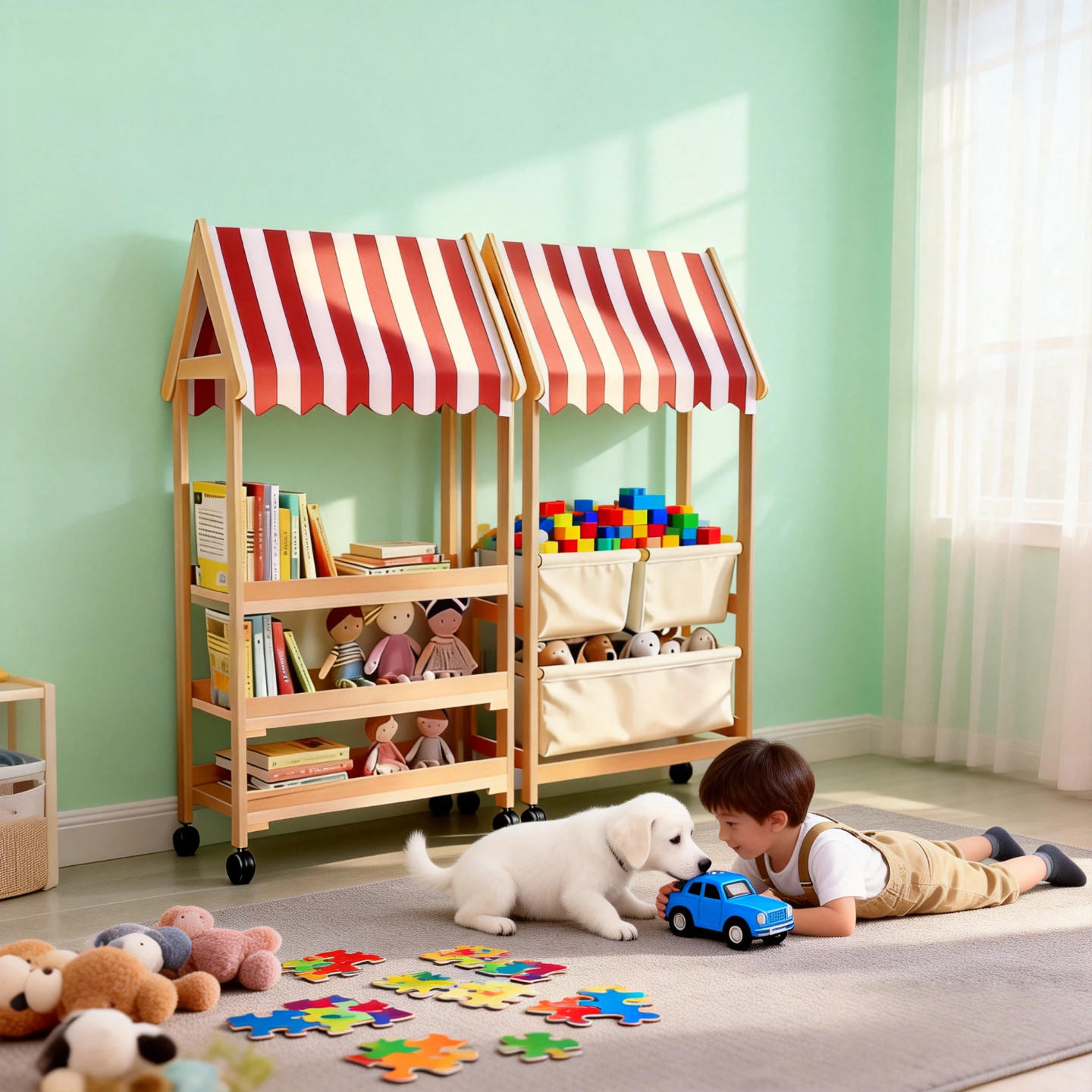 收纳柜客厅角落置物架带轮移动活动多层板儿童玩具榉木绘本展示架,住宅家具,儿童储物架/收纳架（原婴童）,淘宝优惠券,粉丝福利购,淘宝优惠卷