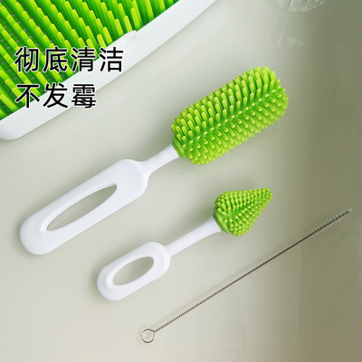 适用世喜奶瓶刷清洁套装婴儿奶嘴硅胶刷柔软便携贝亲饮水杯吸管刷