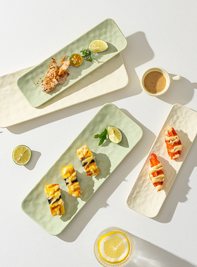 日式创意长方形陶瓷盘子牛排盘碟子西餐盘寿司盘鱼盘菜盘家用餐具