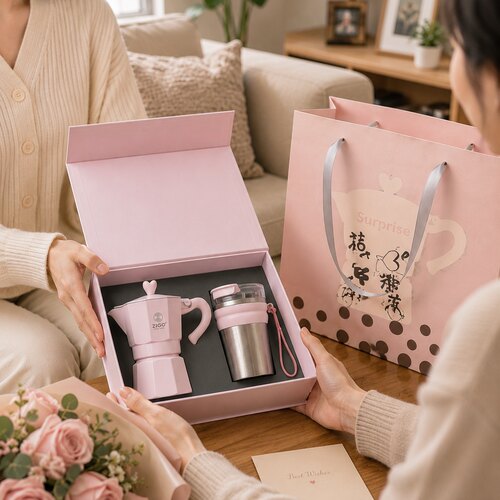 ZIGO心心摩卡壶咖啡杯礼盒套装