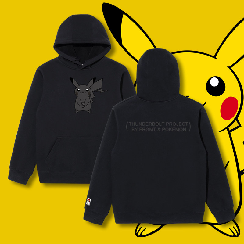 fragmentx暗黑化皮卡丘联名卫衣秋季新款宝可梦藤原浩潮牌衣服男