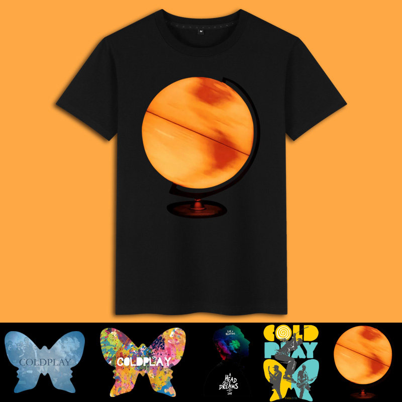 摇滚周边yellow马丁英伦coldplay酷玩乐队短袖t恤纯棉男圆领衣服