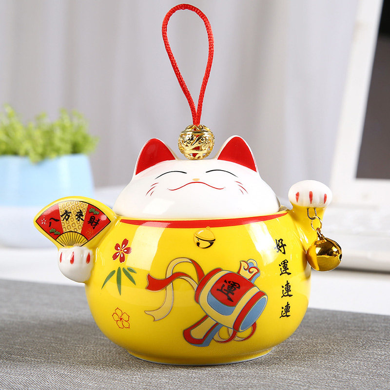 清仓陶瓷招财猫茶叶罐发财猫密封罐储物罐家居装饰品摆件小号创意