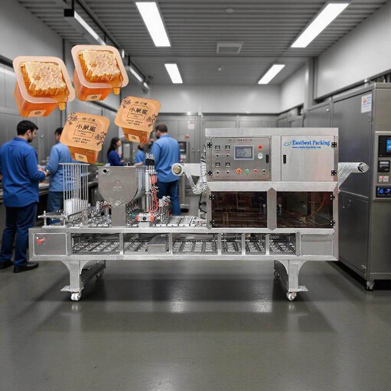 蜂蜜蜂巢果冻杯自动灌装封口包装