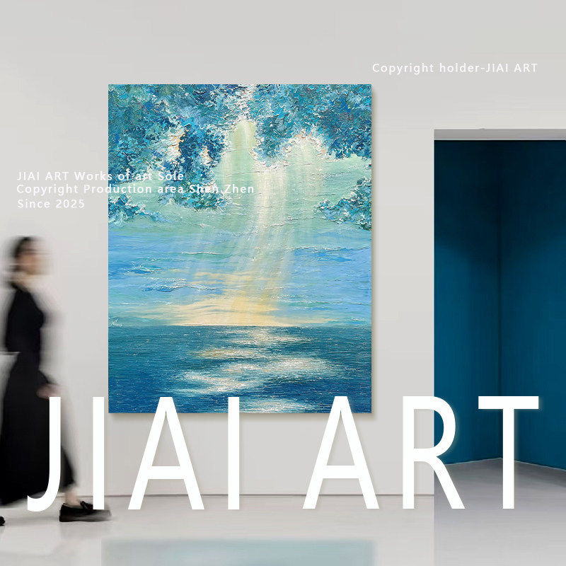 《晴光入澜》原创客厅壁画抽象风餐厅装饰画玄关过道抽象艺术挂画