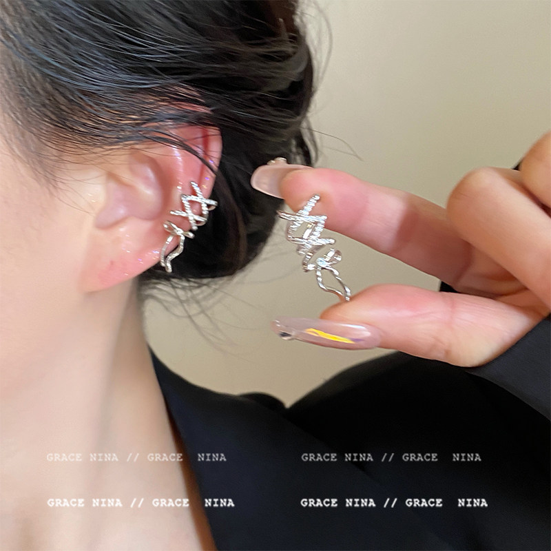 芭蕾美学~微镶绑带蝴蝶结耳夹无耳洞女新款高级感耳骨夹甜美耳饰
