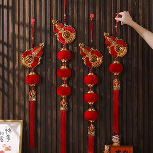 新年挂饰2026马年绒布葫芦灯笼挂串春节客厅墙面氛围装饰双面挂件
