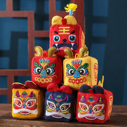 非遗刺绣布老虎沙包民间手工艺醒狮摆件新年春节日通用小礼物礼品