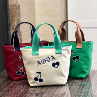 2024新款刺绣内置水杯位手拎小包上班通勤便当包手提袋女包妈妈包