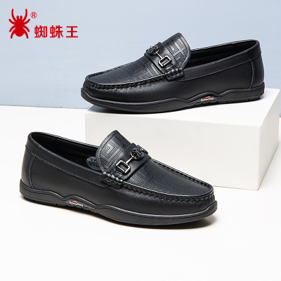 蜘蛛王官方品牌店正品豆豆鞋男士休闲皮鞋一脚蹬驾车真皮男鞋年新