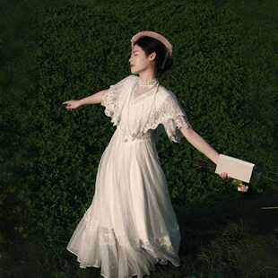 贵气轻婚纱法式留洋千金公主仙女油画裙领证小白裙复古婚纱照白色