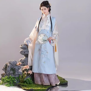 明制汉服补服马面裙女款套装成人小个立领对襟春夏领套装长日常