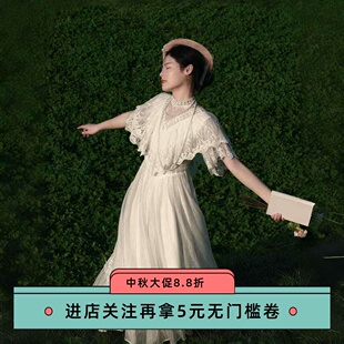 贵气轻婚纱法式留洋千金公主仙女油画裙领证小白裙复古婚纱照白色