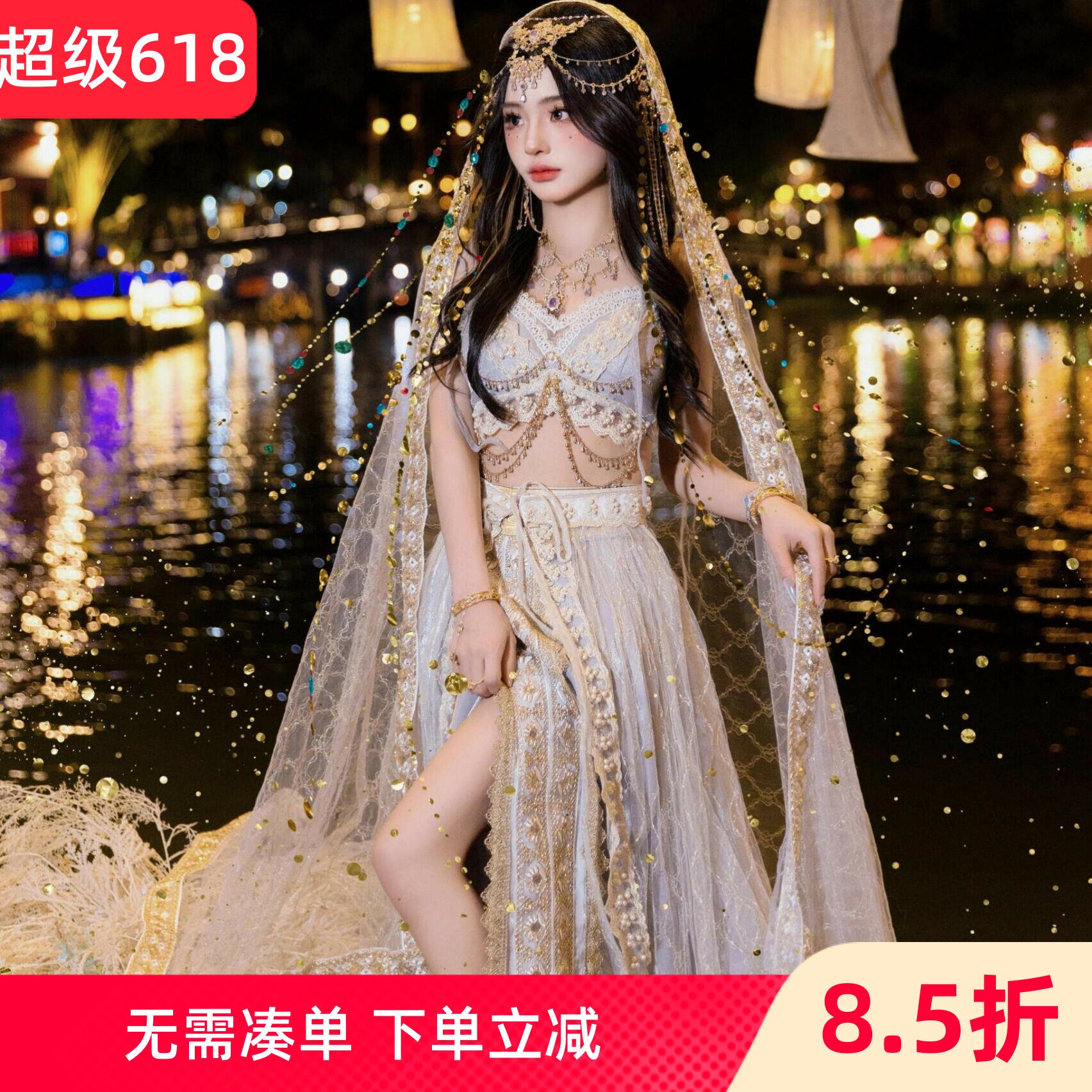 异域风情西域公主服饰网红爆款西双版纳舞蹈服月牙泉沙漠旅拍敦煌