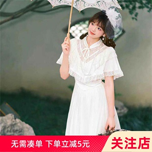 留洋千金法式洛丽塔宫廷风民国白色蕾丝洋装公主裙复古婚纱礼服